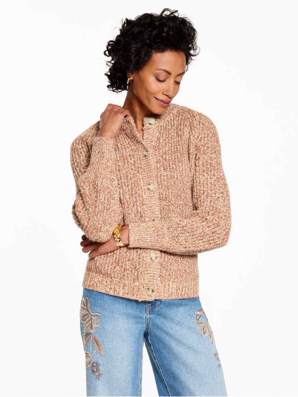 NWT Talbots petite shaker stitch crew neck cardigan